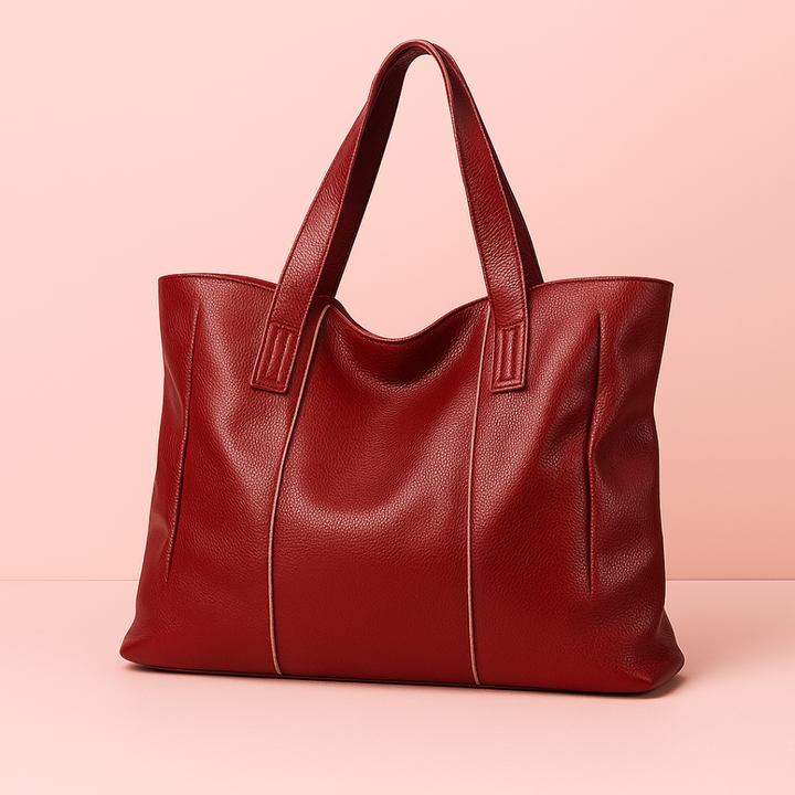 Sac cabas grand format en cuir souple camel avec fermeture zippée, idéal pour femme moderne et élégante.