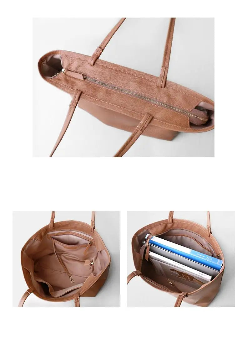 Sac à main cabas femme en cuir grainé couleur camel, alliant élégance et fonctionnalité pour la mode.