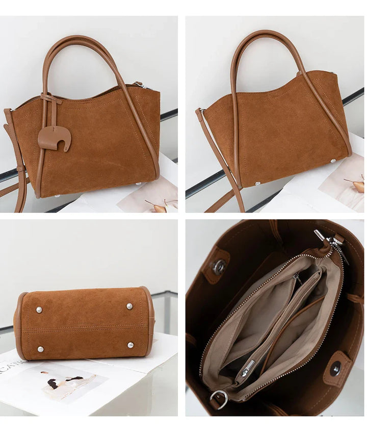 Intérieur spacieux d'un sac cabas femme élégant avec compartiments pour organisation quotidienne.
