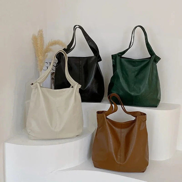 Sac bandoulière réglable du sac cabas en cuir vegan, couleur taupe, confort optimal