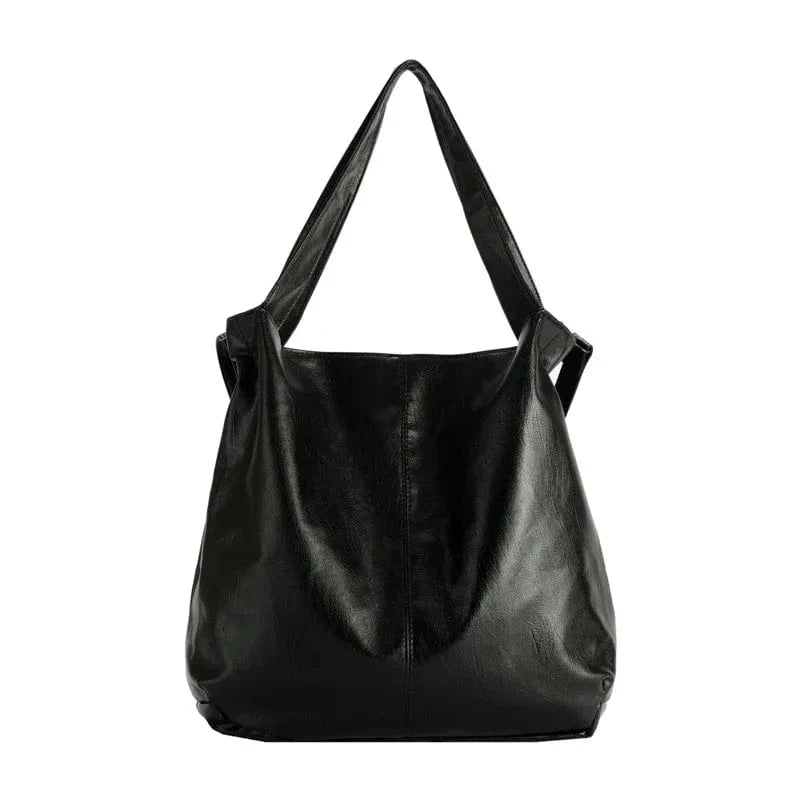 Sac bandoulière tendance pour femme en cuir vegan marron, style fourre-tout
