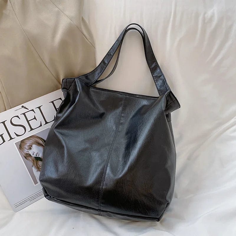 Sac fourre-tout en cuir vegan vert forêt, anse confortable, style décontracté chic