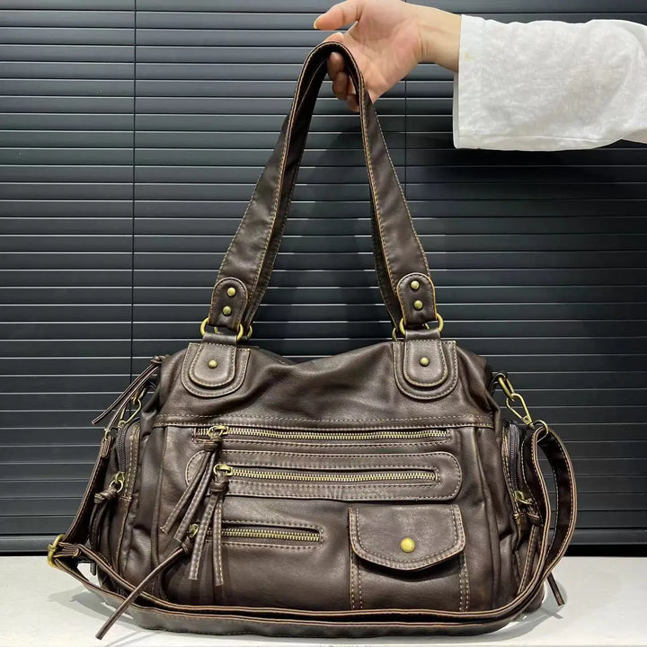 Sac à main cabas marron polyvalent pour femme avec bandoulière, idéal pour l'épaule et le quotidien.