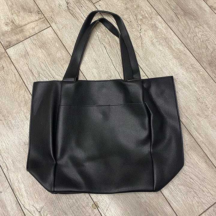 Sac à main cabas noir en PU pour femme, élégant et spacieux, l'accessoire mode parfait pour toute occasion.