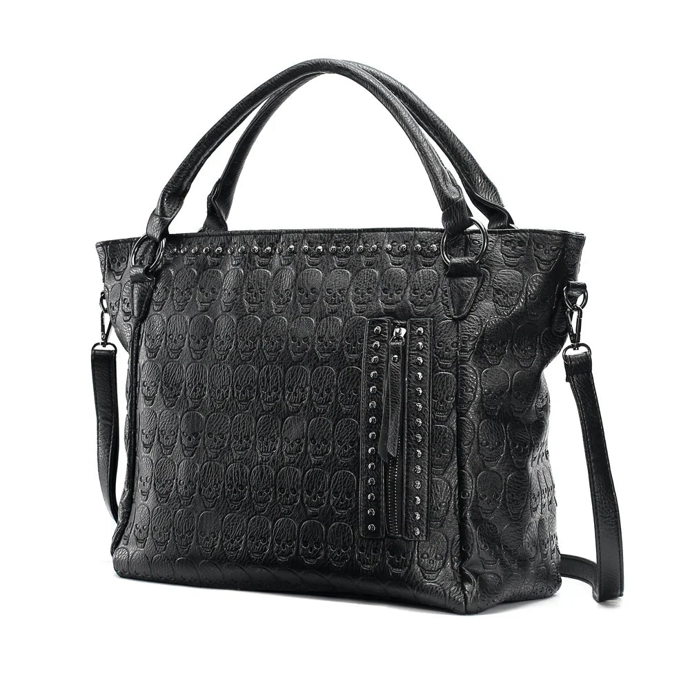 Sac cabas noir spacieux en cuir PU, idéal pour femme et étudiante, lycée/école. Style tendance.
