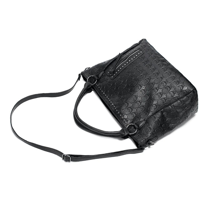 Sac cabas noir femme avec bandoulière, parfait pour étudiante. Grand espace pour livres et fournitures scolaires.