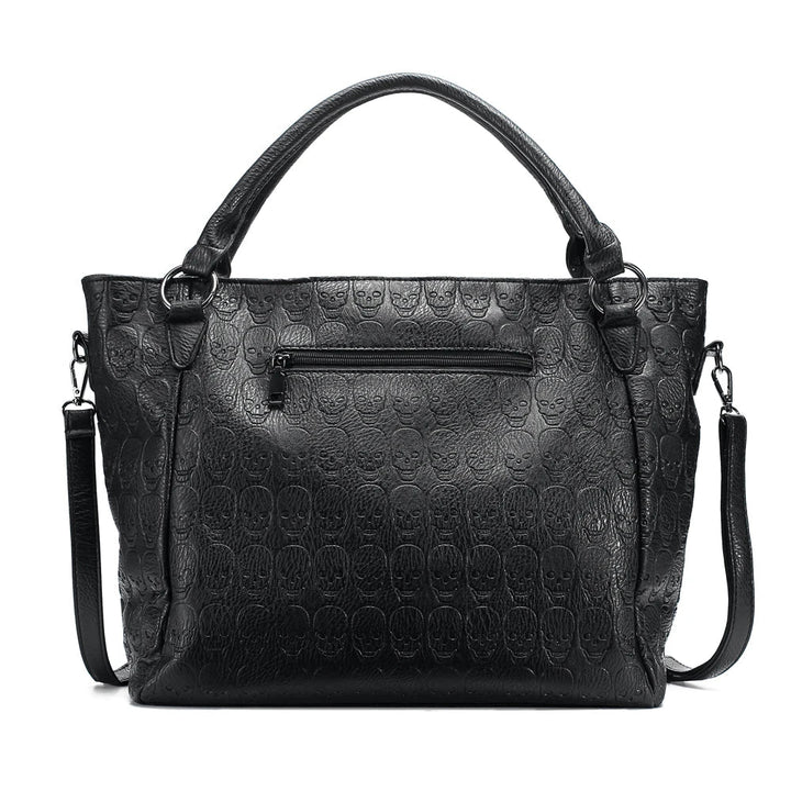 Sac cabas noir femme élégant et spacieux, avec bandoulière. Parfait pour étudiante, école, style biker mode ado.