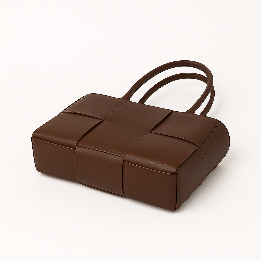 "sac cabas NOXA brun en cuir tressé élégant, design minimaliste pour femmes, parfait pour toute occasion, style urbain"