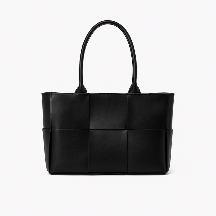 "sac cabas NOXA brun en cuir tressé élégant, design minimaliste pour femmes, parfait pour toute occasion, style urbain"