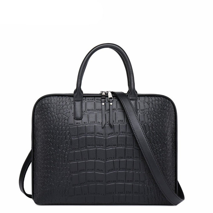 Sac d'ordinateur élégant en cuir PU noir pour femmes, idéal pour le travail et les professionnelles