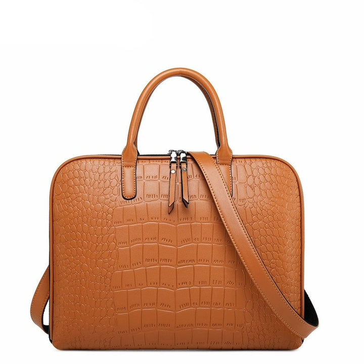 Sac PC marron en cuir PU pour femme, design professionnel et chic, parfait pour transporter un ordinateur
