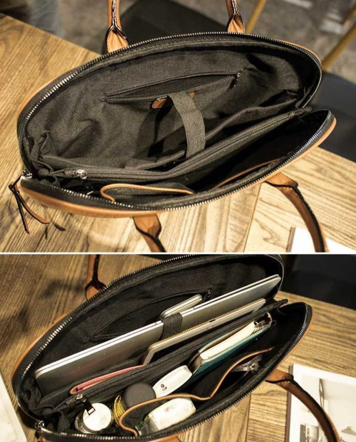 Sac porte-documents femme en cuir PU noir, combine style élégant et fonctionnalité pour PC