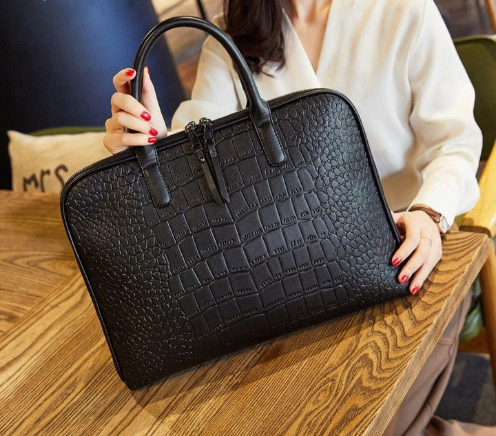 Sac à main ordinateur marron en cuir PU, grand et chic, pour femmes professionnelles