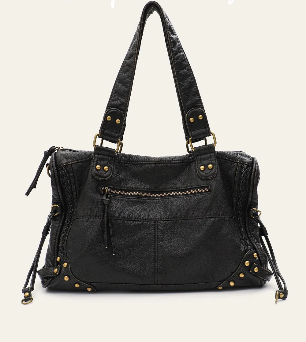 Sac à main cabas noir en cuir synthétique, grand format, pour femme, parfait comme sac de travail ou d'université