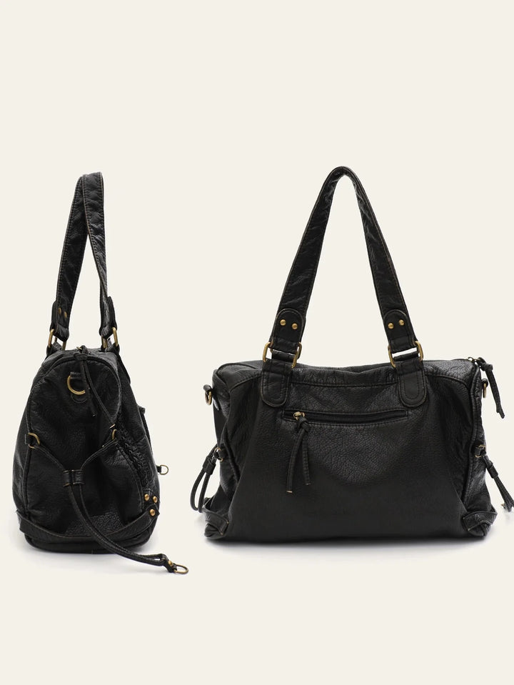 Sac d'épaule vintage pour femme en simili cuir marron, avec bandoulière réglable, accessoire de mode élégant