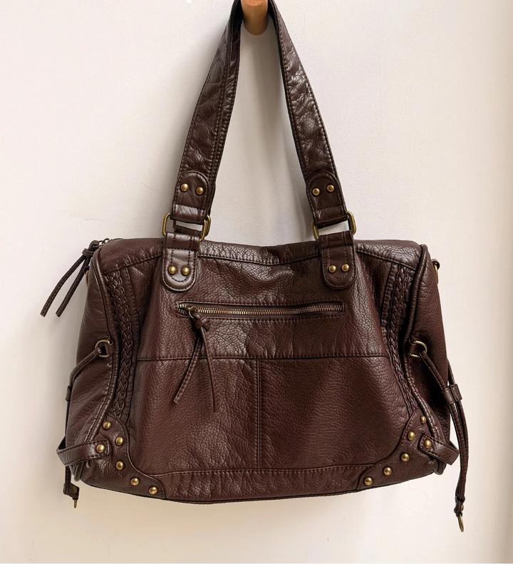 Vue intérieure du sac d'épaule cabas femme, en cuir synthétique, avec compartiments spacieux pour l'organisation