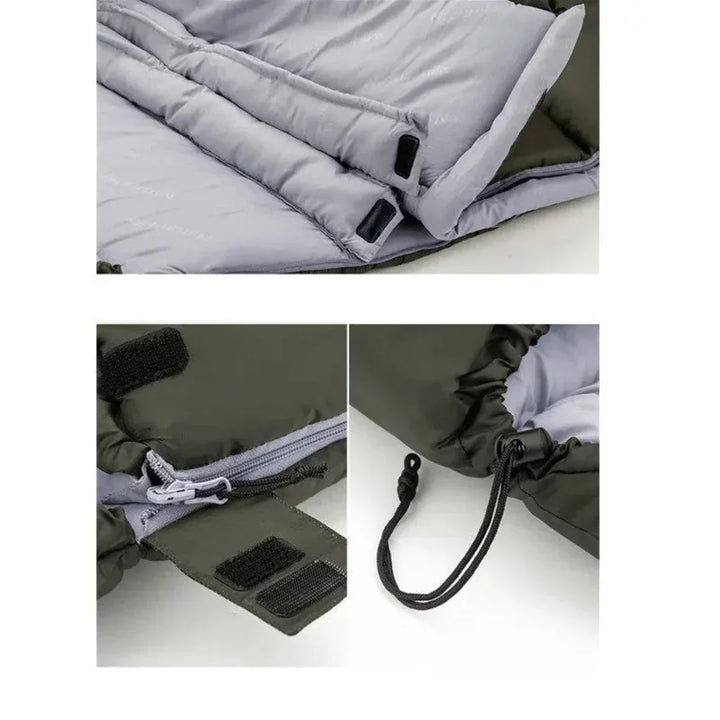 "Sac de couchage outdoor ultraléger gris, design ergonomique, isolation thermique optimale pour camping et trek."