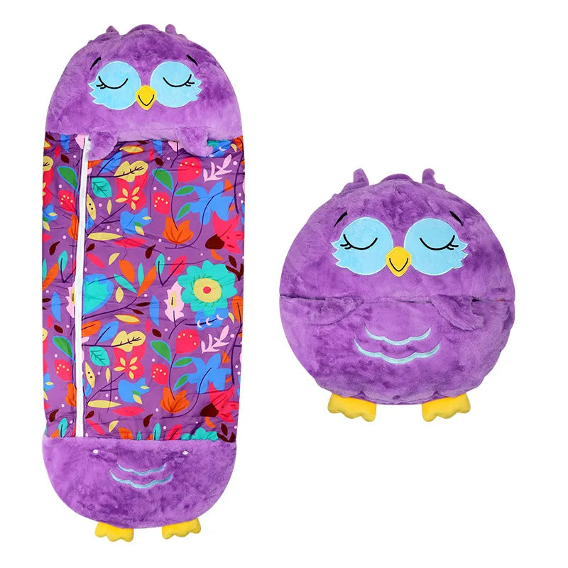 Coussin géant et doudou sac de couchage peluche pour le confort et la détente des enfants.