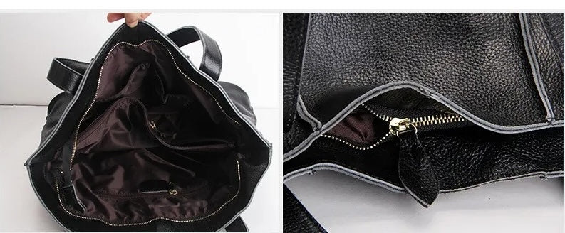 Sac de cours en cuir pour femme, design élégant et spacieux, parfait pour étudiantes et professionnelles.