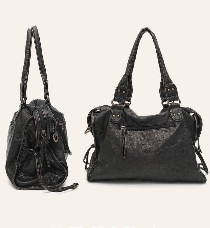 Grand sac d'école pour jeune femme, avec espace optimisé pour laptop et documents.