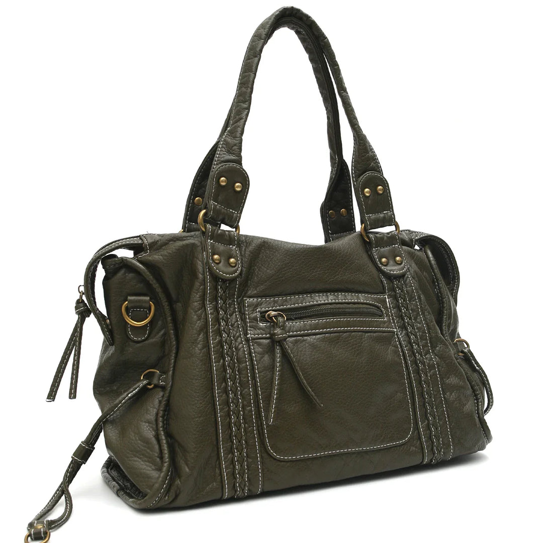 Sac de cours femme chic en similicuir, conçu pour la vie scolaire et universitaire.