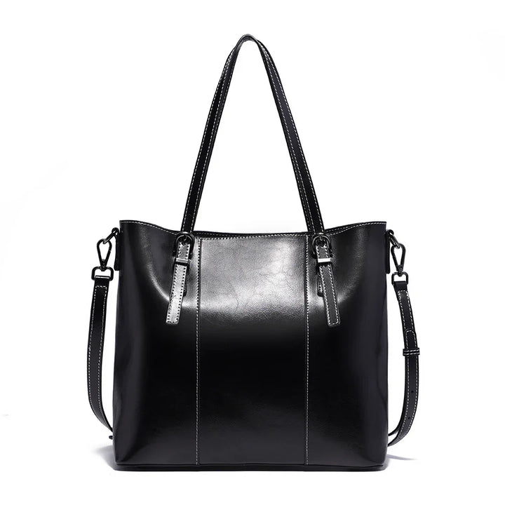 Grand sac de cours cabas en cuir pour femme, idéal pour documents et ordinateur portable.