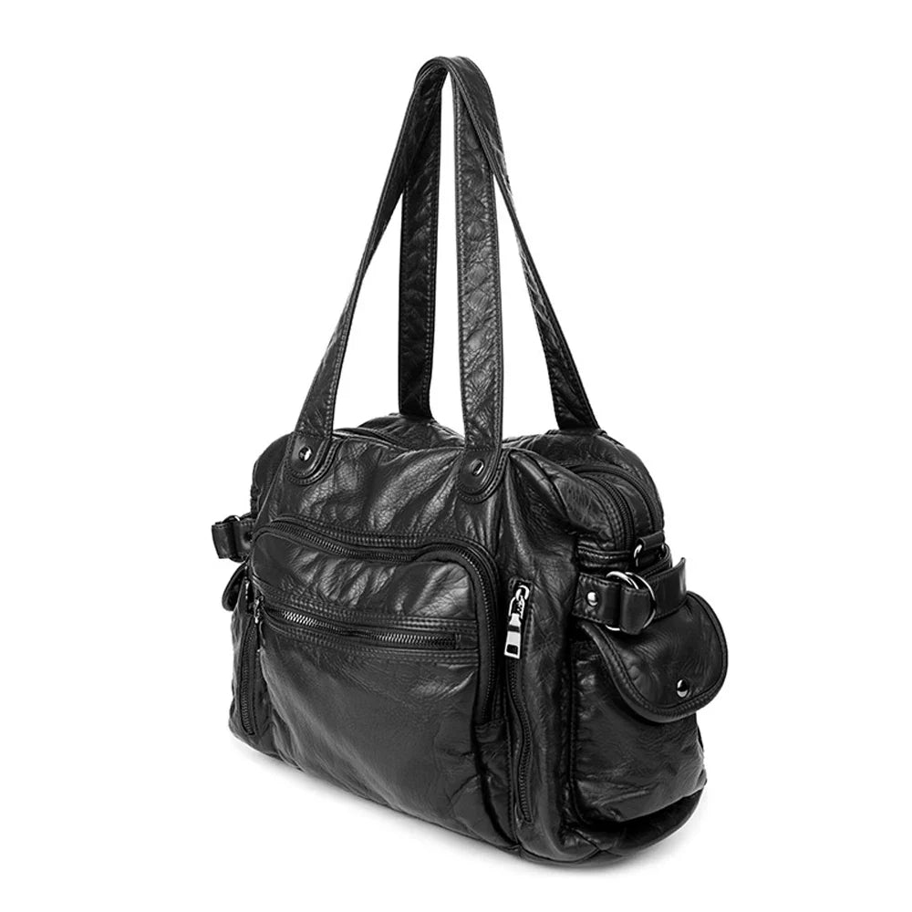 Sac femme bronze style rock/vintage, cuir synthétique, grande capacité, très polyvalent.