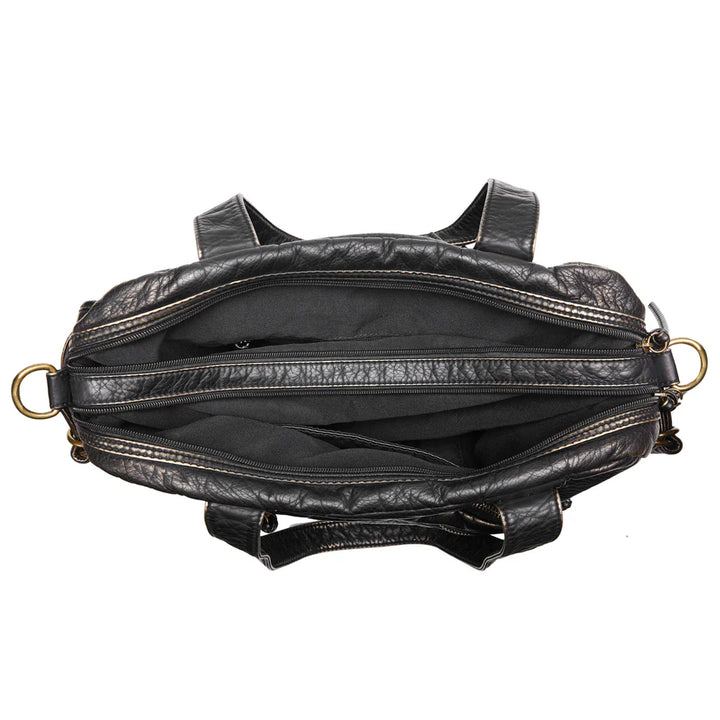 Accessoire femme : sac élégant grande capacité en cuir synthétique, disponible en noir ou bronze.