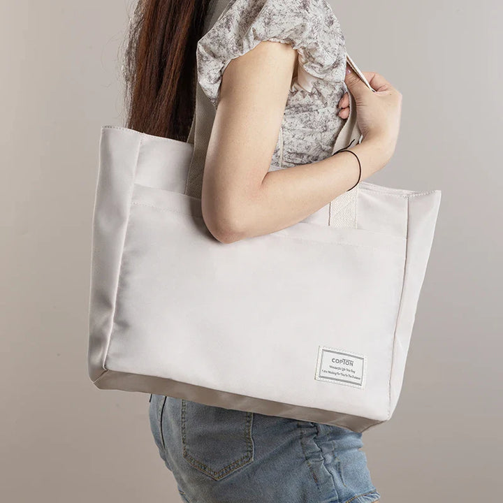 Sac de cours en toile ivoire pour femme, imperméable, élégant, parfait pour l'université et PC.