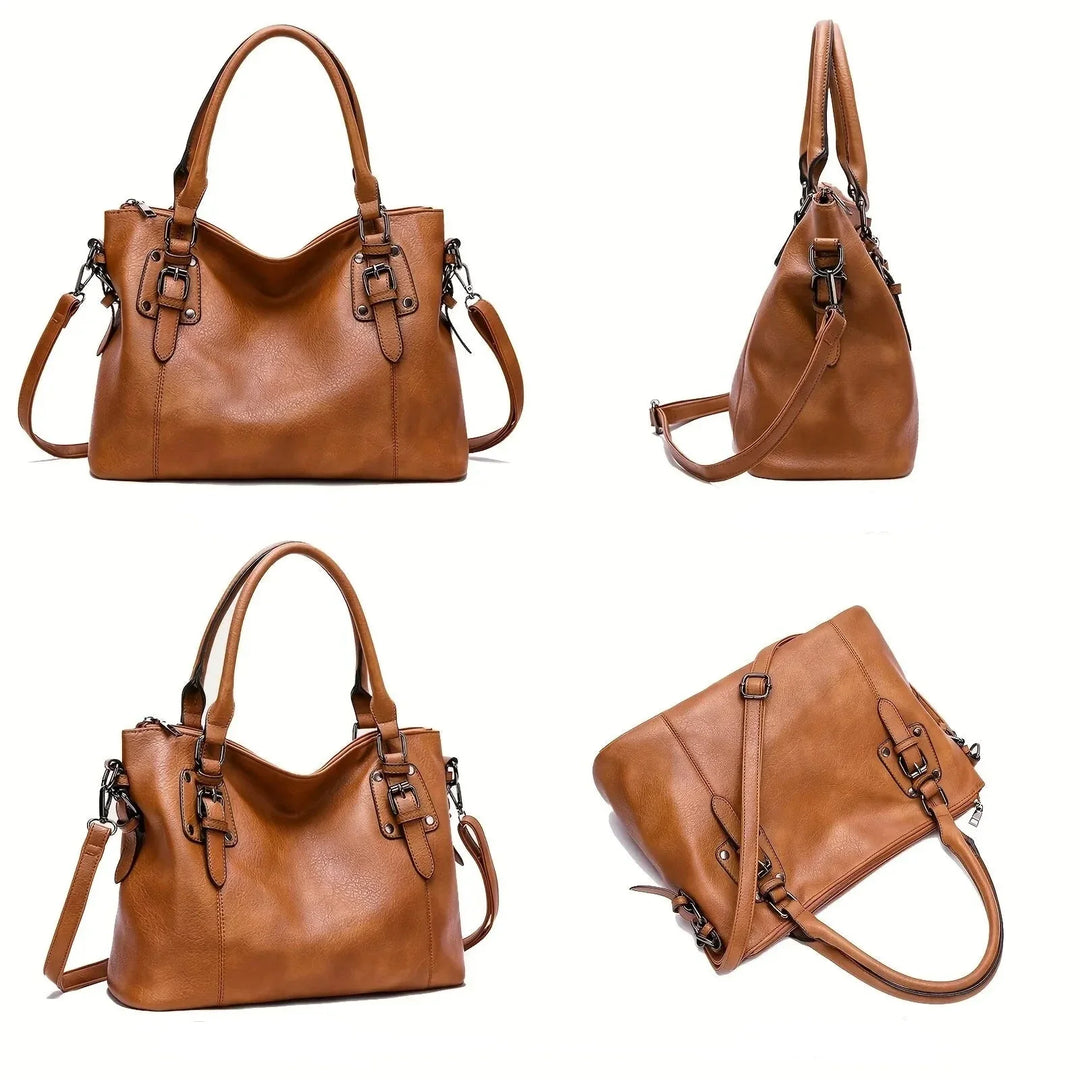 Sac lycée femme élégant bandoulière en cuir PU, look vintage. Idéal pour transporter cahiers et accessoires.