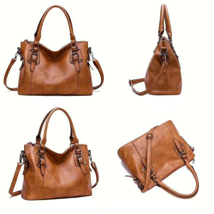 Sac lycée femme élégant bandoulière en cuir PU, look vintage. Idéal pour transporter cahiers et accessoires.