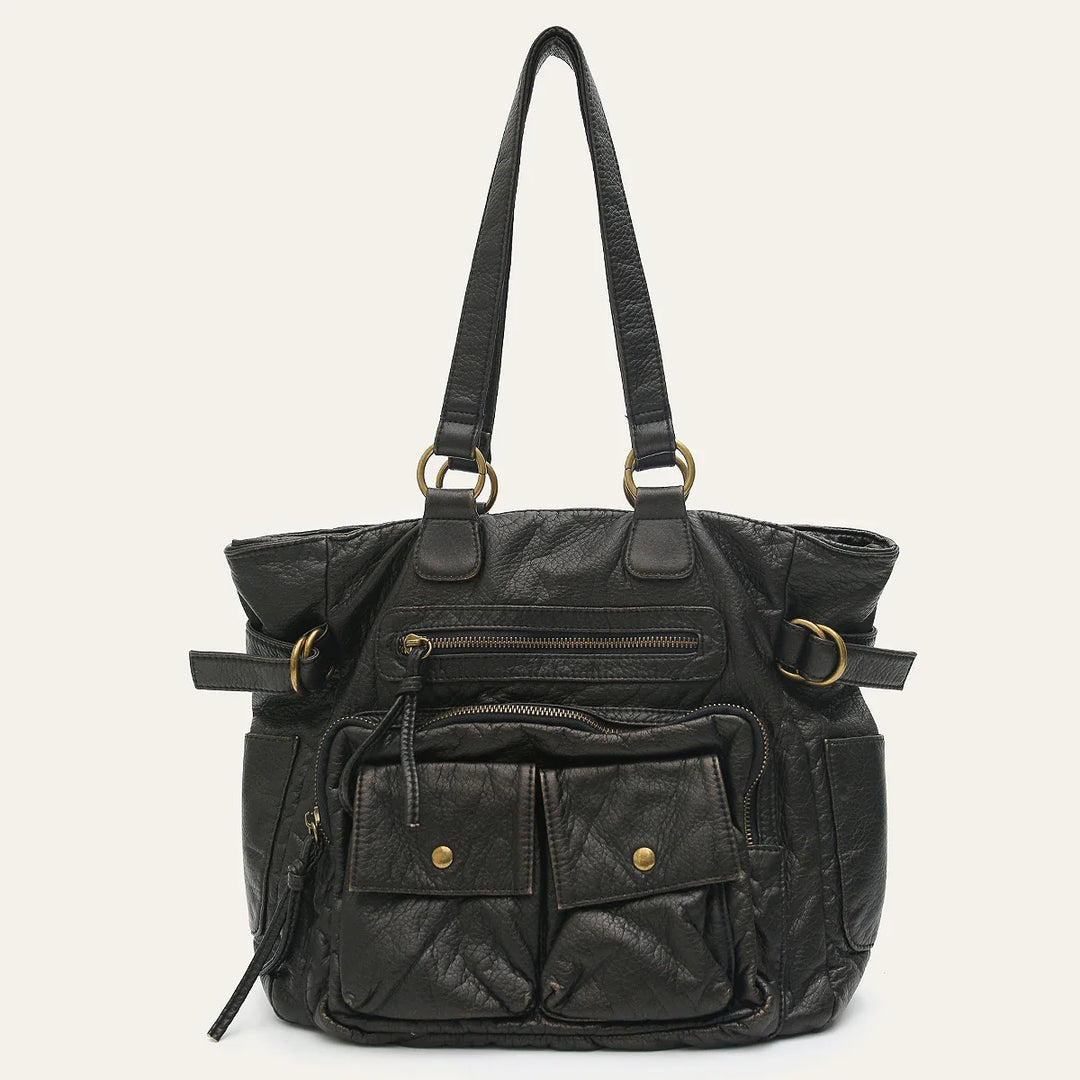 Sac de cours élégant pour étudiante lycée, en cuir synthétique vintage, pratique et stylé.