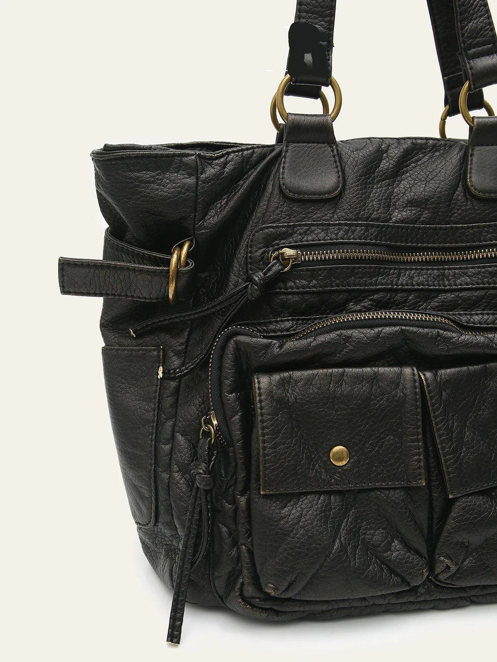 Grand sac cabas pour filles, idéal pour les cours et le lycée, en cuir synthétique résistant.