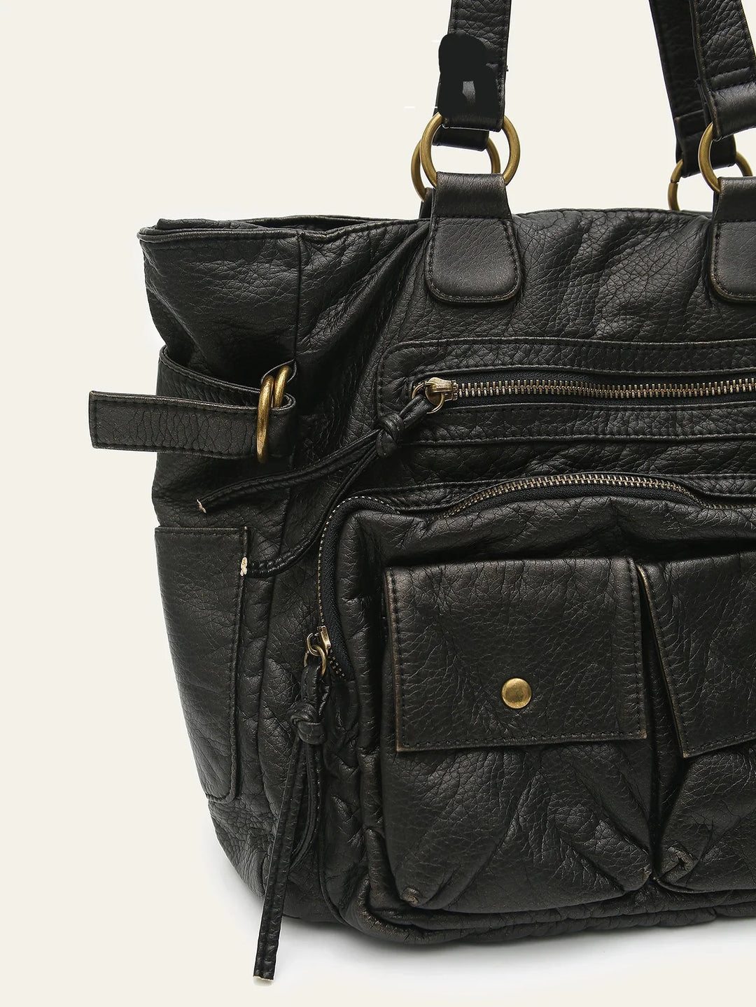 Grand sac cabas pour filles, idéal pour les cours et le lycée, en cuir synthétique résistant.