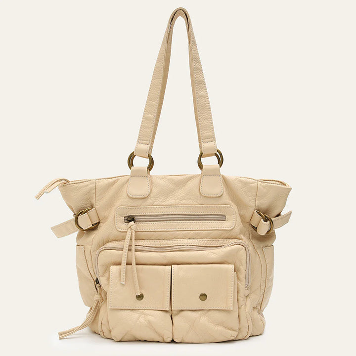 Sac à main vintage en cuir synthétique marron pour étudiantes, élégant et spacieux pour les cours.