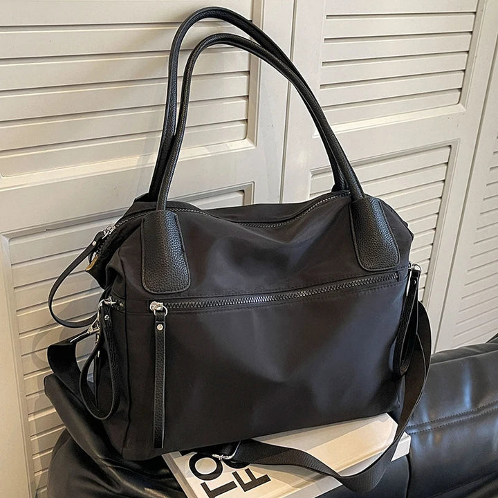 Sac de cours grande capacité en nylon. Parfait pour étudiantes lycée, collège et université, mode femme.