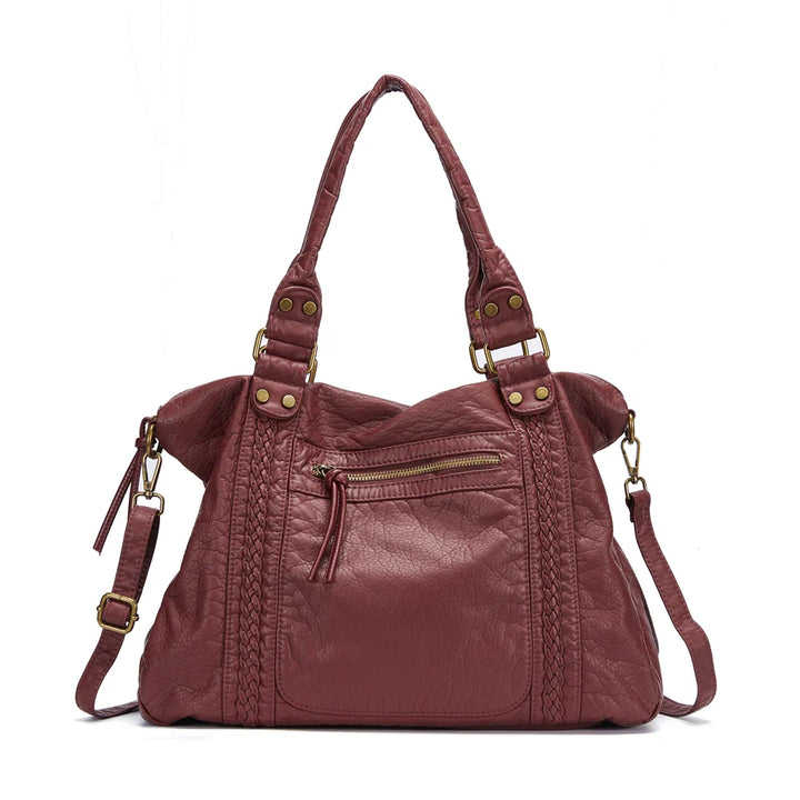 Sac de cours grand format en cuir synthétique, design vintage intemporel.