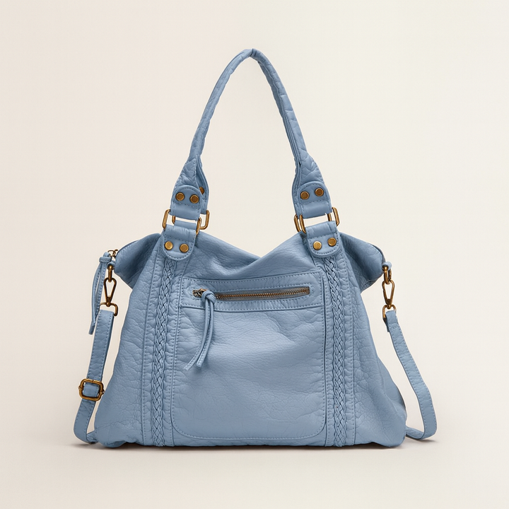 Sac de cours vintage marron en cuir synthétique pour femme, style rétro élégant, grand format pratique.