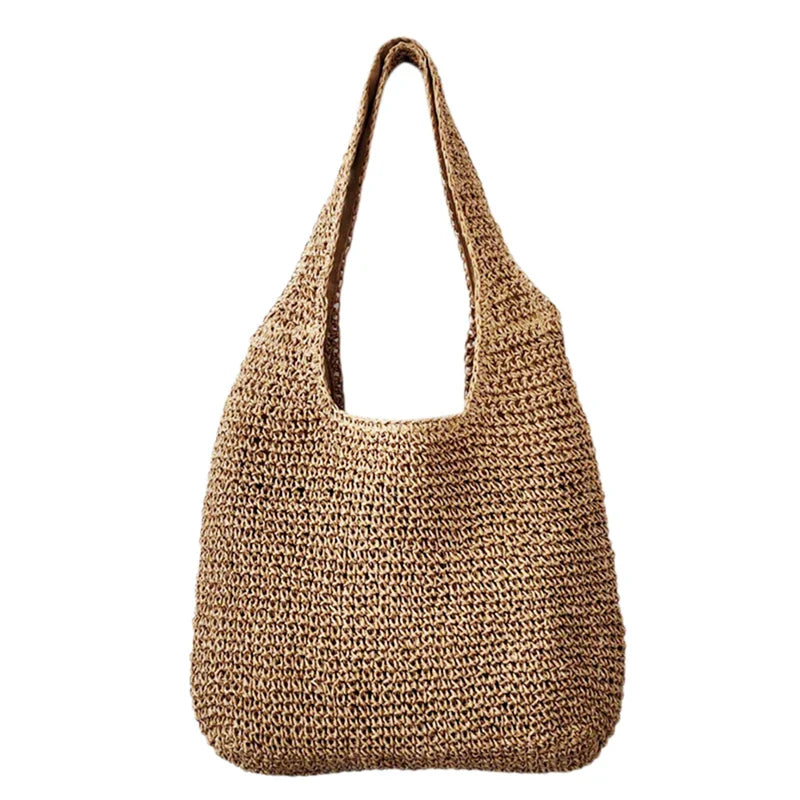 Sac cabas polyvalent en paille tressée, chic pour la plage, la ville et l'été pour femme.