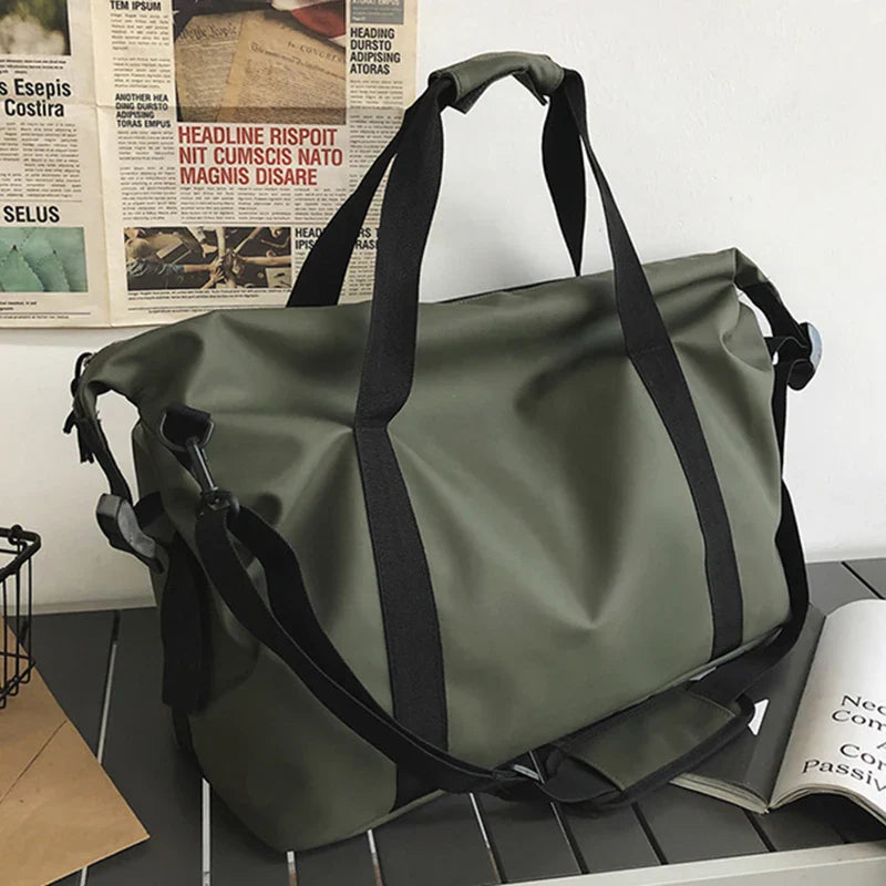 Sac de plage imperméable femme kaki, grande capacité pour voyage et été, résistant.