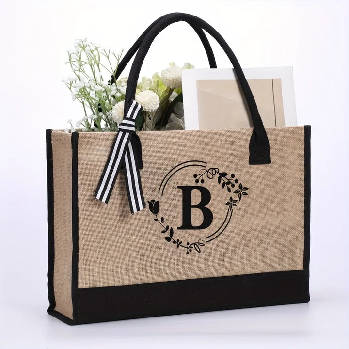 Grand cabas de plage en jute, accessoire mode personnalisé pour femme.