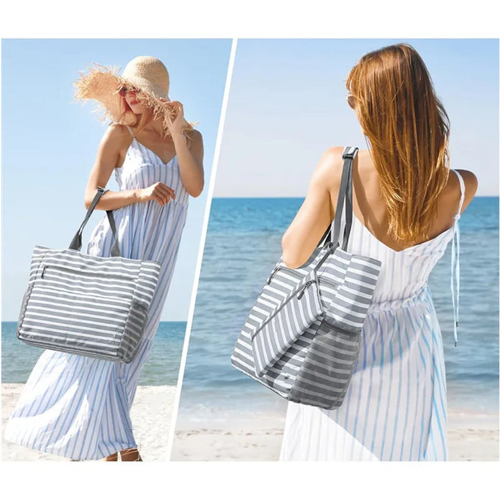 Sac de plage étanche pour femme style Néroli. Grand sac en polyester, idéal pour la plage, piscine et vacances d'été.