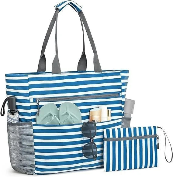 Sac femme en polyester étanche, grand format. Idéal comme sac d'été ou de piscine, avec motif floral style Néroli.