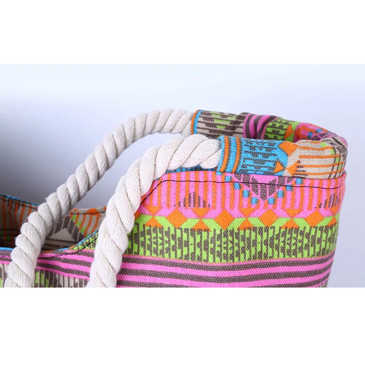 Sac de plage chic pour adolescente, en toile épaisse avec design aztèque mode, accessoire incontournable de l'été.
