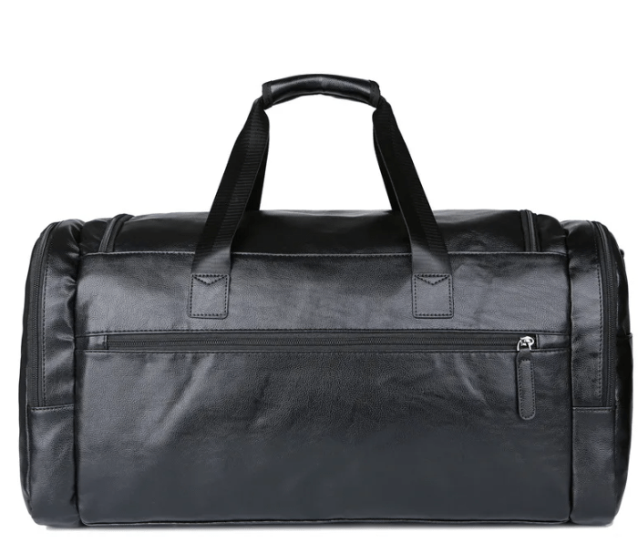 Sac de sport homme en cuir vegan noir, un choix durable et élégant pour le quotidien.