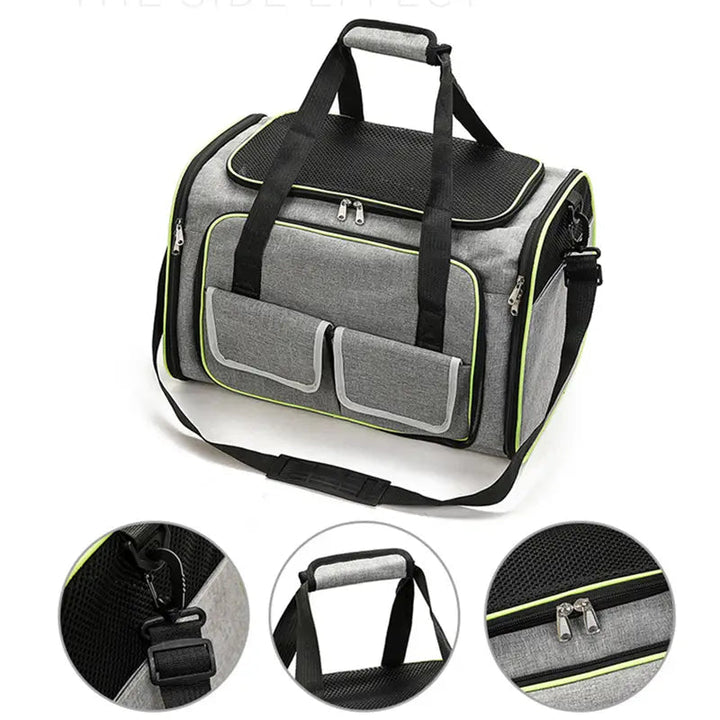Sac de transport animal pliable, respirant.  Idéal voyage, spacieux et confortable pour animaux.