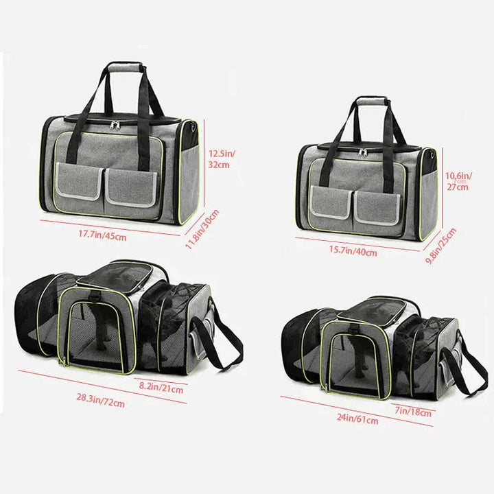 Sac de transport animal pliable, respirant.  Idéal voyage, spacieux et confortable pour animaux.