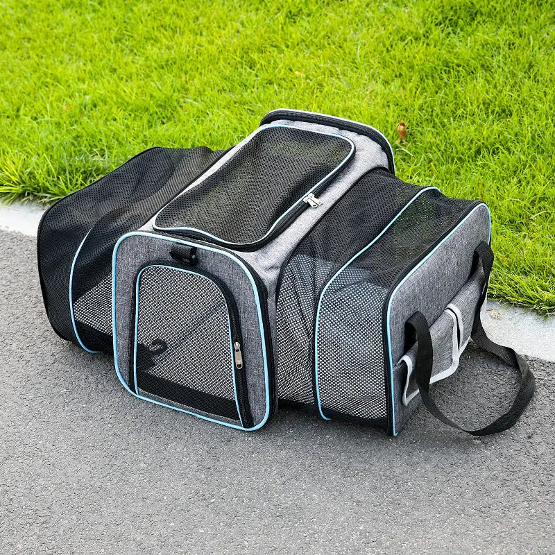 Sac de transport animal pliable, respirant.  Idéal voyage, spacieux et confortable pour animaux.