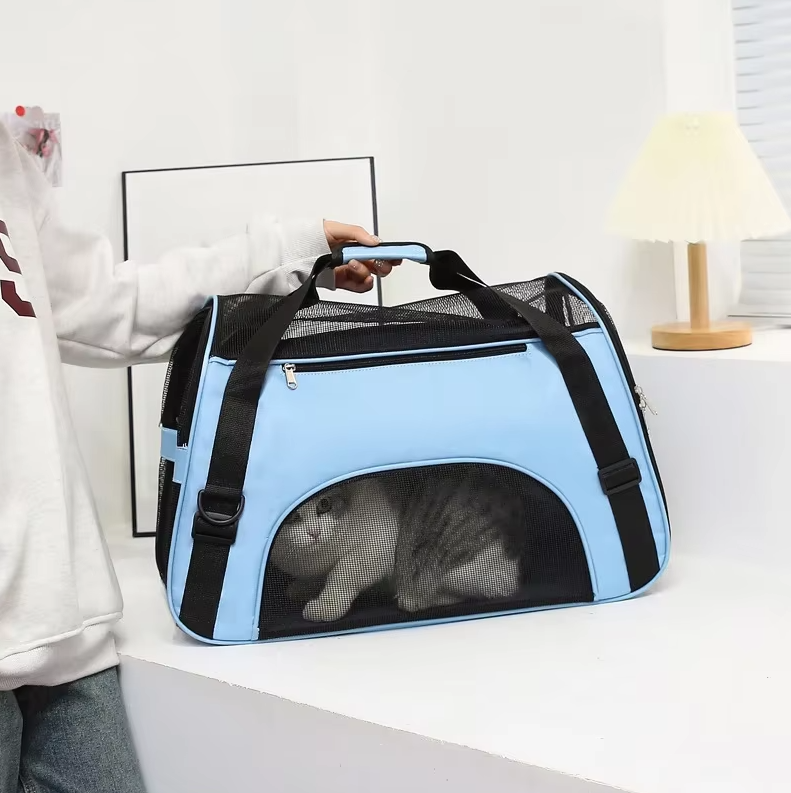 Sac de transport pliable pour chien/chat. Respirant, confortable et sécurisé pour les voyages.