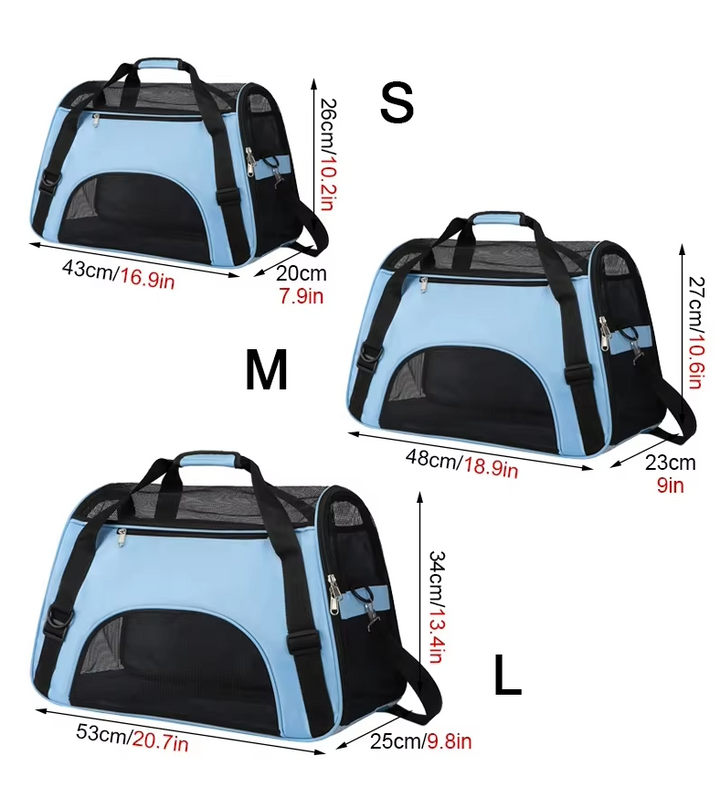 Sac de transport pliable pour chien/chat. Respirant, confortable et sécurisé pour les voyages.